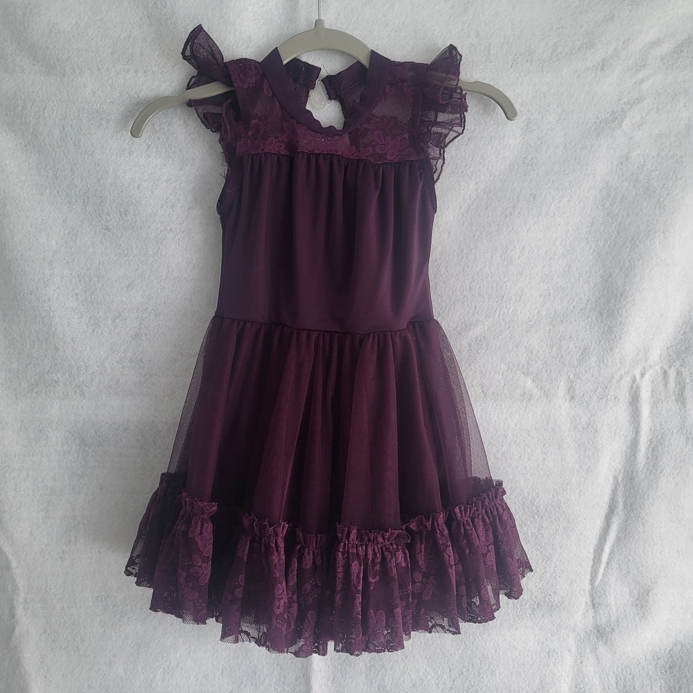 weissman xsc dance‎ costume purple lace ruffle xs child girls
